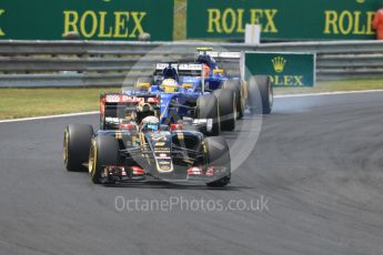World © Octane Photographic Ltd. Lotus F1 Team E23 Hybrid – Romain Grosjeanand Sauber F1 Team C34-Ferrari – Marcus Ericsson and Felipe Nasr. Sunday 26th July 2015, F1 Hungarian GP Race, Hungaroring, Hungary. Digital Ref: 1360CB1L7738