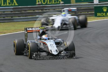 World © Octane Photographic Ltd. Sahara Force India VJM08B – Sergio Perez and Williams Martini Racing FW37 – Felipe Massa. Sunday 26th July 2015, F1 Hungarian GP Race, Hungaroring, Hungary. Digital Ref: