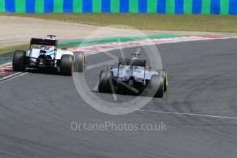 World © Octane Photographic Ltd. Williams Martini Racing FW37 – Felipe Massa and Mercedes AMG Petronas F1 W06 Hybrid – Lewis Hamilton. Sunday 26th July 2015, F1 Hungarian GP Race, Hungaroring, Hungary. Digital Ref: