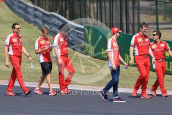 World © Octane Photographic Ltd. Scuderia Ferrari SF15-T– Sebastian Vettel and Esteban Gutierrez. Thursday 23rd July 2015, F1 Hungarian GP track walk, Hungaroring, Hungary. Digital Ref: 1343CB7D7825