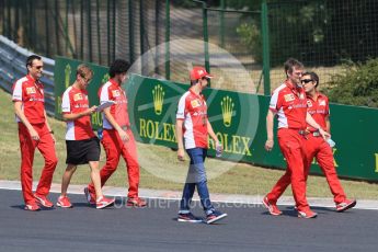 World © Octane Photographic Ltd. Scuderia Ferrari SF15-T– Sebastian Vettel and Esteban Gutierrez. Thursday 23rd July 2015, F1 Hungarian GP track walk, Hungaroring, Hungary. Digital Ref: 1343CB7D7830