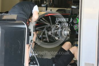 World © Octane Photographic Ltd. McLaren Honda MP4/30. Thursday 23rd July 2015, F1 Hungarian GP Pitlane, Hungaroring, Hungary. Digital Ref: 1343LB5D0056