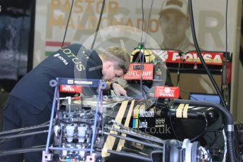 World © Octane Photographic Ltd. Lotus F1 Team E23 Hybrid – Pastor Maldonado. Thursday 23rd July 2015, F1 Hungarian GP Pitlane, Hungaroring, Hungary. Digital Ref: 1343LB5D0111