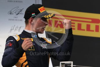 World © Octane Photographic Ltd. Saturday 25th July 2015. DAMS – Pierre Gasly (2nd). GP2 Race 1 podium – Hungaroring, Hungary. Digital Ref. : 1354CB7D8934