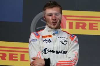 World © Octane Photographic Ltd. Saturday 25th July 2015. Rapax – Sergey Sirotkin (provisional 3rd). GP2 Race 1 podium – Hungaroring, Hungary. Digital Ref. : 1354CB7D8957