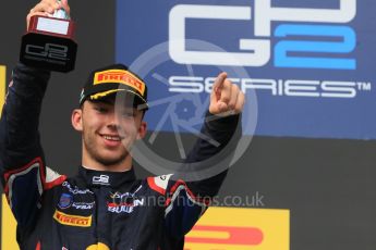 World © Octane Photographic Ltd. Saturday 25th July 2015. DAMS – Pierre Gasly (2nd). GP2 Race 1 podium – Hungaroring, Hungary. Digital Ref. : 1354CB7D8968