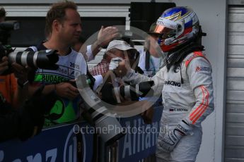 World © Octane Photographic Ltd. Saturday 25th July 2015. Rapax – Sergey Sirotkin (provisional 3rd). GP2 Race 1 parc ferme– Hungaroring, Hungary. Digital Ref. : 1354LB1D1442