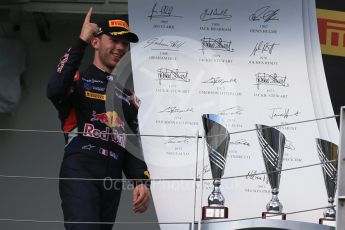 World © Octane Photographic Ltd. Saturday 25th July 2015. DAMS – Pierre Gasly (2nd). GP2 Race 1 podium – Hungaroring, Hungary. Digital Ref. : 1354LB1D1526