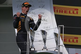 World © Octane Photographic Ltd. Saturday 25th July 2015. DAMS – Pierre Gasly (2nd). GP2 Race 1 podium – Hungaroring, Hungary. Digital Ref. : 1354LB1D1550