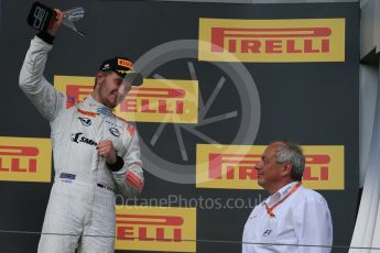 World © Octane Photographic Ltd. Saturday 25th July 2015. Rapax – Sergey Sirotkin (provisional 3rd). GP2 Race 1 podium – Hungaroring, Hungary. Digital Ref. : 1354LB1D1599