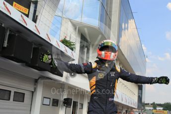 World © Octane Photographic Ltd. Saturday 25th July 2015. DAMS – Alex Lynn (1st). GP2 Race 1 parc ferme – Hungaroring, Hungary. Digital Ref. : 1354LW1L6699