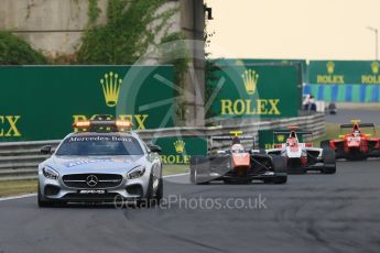 World © Octane Photographic Ltd. Saturday 25th July 2015. The Mercedes AMG GTs safety car leads Trident – Luca Ghiotto, ART Grand Prix – Esteban Ocon and Arden International – Emil Bernstorff. GP3 Race 1 – Hungaroring, Hungary. Digital Ref. :