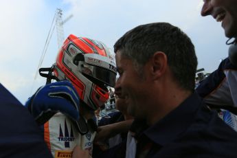 World © Octane Photographic Ltd. Saturday 25th July 2015. Trident – Luca Ghiotto (1st). GP3 Race 1 Parc Ferme – Hungaroring, Hungary. Digital Ref. :