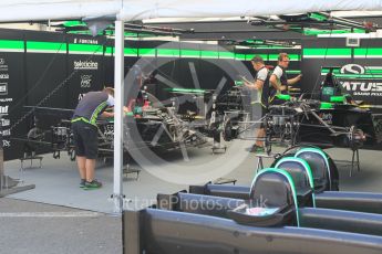 World © Octane Photographic Ltd. Thursday 23rd July 2015. Status Grand Prix. GP3 Garage – Hungaroring, Hungary. Digital Ref. : 1344CB1L4421