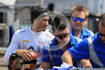 World © Octane Photographic Ltd. Thursday 23rd July 2015. Carlin – Sean Gelael. GP2 Paddock – Hungaroring, Hungary. Digital Ref. : 1344CB1L4428