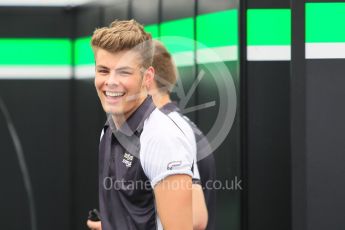 World © Octane Photographic Ltd. Thursday 23rd July 2015. Status Grand Prix – Seb Morris. GP3 Paddock – Hungaroring, Hungary. Digital Ref. : 1344CB1L4450