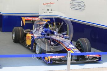 World © Octane Photographic Ltd. Thursday 23rd July 2015. Carlin – Sean Gelael. GP2 Paddock – Hungaroring, Hungary. Digital Ref. : 1344CB1L4490