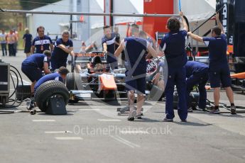 World © Octane Photographic Ltd. Thursday 23rd July 2015. Trident – pitstop practice. GP2 Paddock – Hungaroring, Hungary. Digital Ref. : 1344CB1L4569