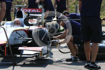 World © Octane Photographic Ltd. Thursday 23rd July 2015. Campos Racing – practice pit stop. GP2 Paddock – Hungaroring, Hungary. Digital Ref. : 1344CB7D7714