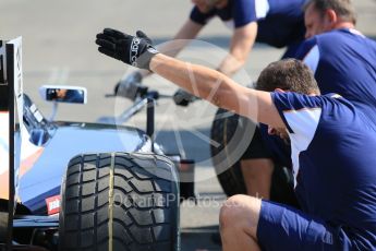 World © Octane Photographic Ltd. Thursday 23rd July 2015. Trident practice pit stop. GP2 Paddock – Hungaroring, Hungary. Digital Ref. : 1344CB7D7775