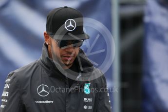 World © Octane Photographic Ltd. Mercedes AMG Petronas F1 W06 Hybrid – Lewis Hamilton. Saturday 5th September 2015, F1 Italian GP Paddock, Monza, Italy. Digital Ref: 1409LB1D0334