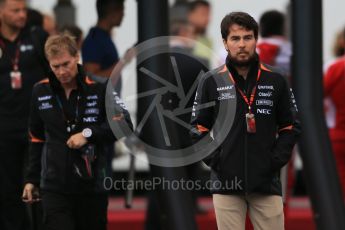 World © Octane Photographic Ltd. Sahara Force India VJM08B – Sergio Perez. Saturday 5th September 2015, F1 Italian GP Paddock, Monza, Italy. Digital Ref: 1409LB1D0430