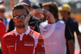 World © Octane Photographic Ltd. Manor Marussia F1 Team MR03B – William Stevens and McLaren Honda MP4/30 – Fernando Alonso. Sunday 6th September 2015, F1 Italian GP Drivers’ Parade, Monza, Italy. Digital Ref: 1418LB5D9103