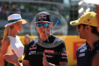 World © Octane Photographic Ltd. Scuderia Toro Rosso STR10 – Max Verstappen and Sauber F1 Team C34-Ferrari – Felipe Nasr. Sunday 6th September 2015, F1 Italian GP Drivers’ Parade, Monza, Italy. Digital Ref: 1418LB5D9118