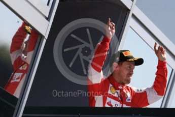 World © Octane Photographic Ltd. Scuderia Ferrari SF15-T– Sebastian Vettel (2nd). Sunday 6th September 2015, F1 Italian GP Podium, Monza, Italy. Digital Ref: 1420LB1D2853
