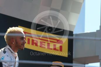 World © Octane Photographic Ltd. Mercedes AMG Petronas F1 W06 Hybrid – Lewis Hamilton (1st). Sunday 6th September 2015, F1 Italian GP Podium, Monza, Italy. Digital Ref: 1420LB1D2922