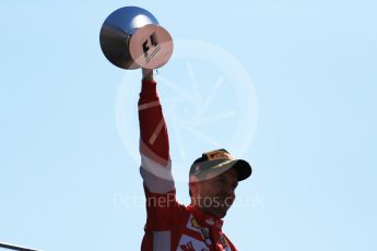 World © Octane Photographic Ltd. Scuderia Ferrari SF15-T– Sebastian Vettel (2nd). Sunday 6th September 2015, F1 Italian GP Podium, Monza, Italy. Digital Ref: 1420LB1D2947