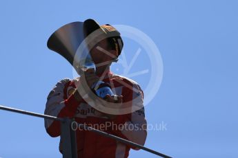 World © Octane Photographic Ltd. Scuderia Ferrari SF15-T– Sebastian Vettel (2nd). Sunday 6th September 2015, F1 Italian GP Podium, Monza, Italy. Digital Ref: 1420LB1D2966