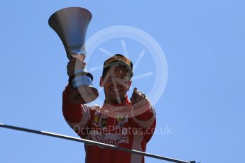 World © Octane Photographic Ltd. Scuderia Ferrari SF15-T– Sebastian Vettel (2nd). Sunday 6th September 2015, F1 Italian GP Podium, Monza, Italy. Digital Ref: 1420LB1D2986