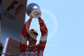 World © Octane Photographic Ltd. Scuderia Ferrari SF15-T– Sebastian Vettel (2nd). Sunday 6th September 2015, F1 Italian GP Podium, Monza, Italy. Digital Ref: 1420LB1D2997