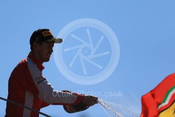World © Octane Photographic Ltd. Scuderia Ferrari SF15-T– Sebastian Vettel (2nd). Sunday 6th September 2015, F1 Italian GP Podium, Monza, Italy. Digital Ref: 1420LB1D3069
