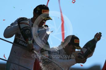 World © Octane Photographic Ltd. Mercedes AMG Petronas F1 W06 Hybrid – Lewis Hamilton (1st) and Williams Martini Racing FW37 – Felipe Massa (3rd). Sunday 6th September 2015, F1 Italian GP Podium, Monza, Italy. Digital Ref: 1420LB1D3129