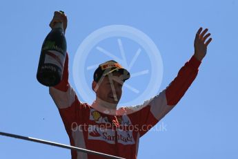 World © Octane Photographic Ltd. Scuderia Ferrari SF15-T– Sebastian Vettel (2nd). Sunday 6th September 2015, F1 Italian GP Podium, Monza, Italy. Digital Ref: 1420LB1D3189