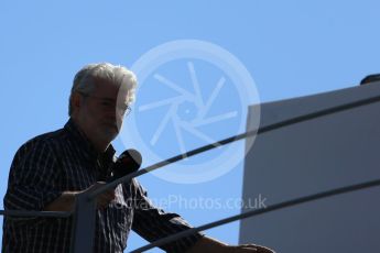 World © Octane Photographic Ltd. George Lucas on the podium. Sunday 6th September 2015, F1 Italian GP Podium, Monza, Italy. Digital Ref: 1420LB1D3219