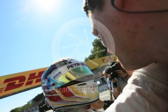 World © Octane Photographic Ltd. Mercedes AMG Petronas F1 W06 Hybrid – Lewis Hamilton (1st). Sunday 6th September 2015, F1 Italian GP Parc Ferme, Monza, Italy. Digital Ref: 1420LB5D9385