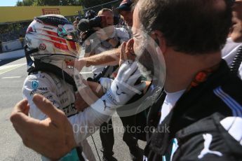 World © Octane Photographic Ltd. Mercedes AMG Petronas F1 W06 Hybrid – Lewis Hamilton (1st). Sunday 6th September 2015, F1 Italian GP Parc Ferme, Monza, Italy. Digital Ref: 1420LB5D9391