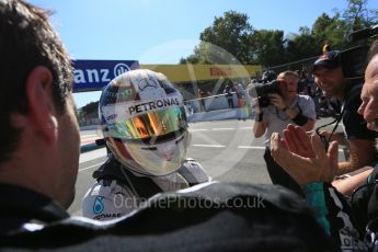World © Octane Photographic Ltd. Mercedes AMG Petronas F1 W06 Hybrid – Lewis Hamilton (1st). Sunday 6th September 2015, F1 Italian GP Parc Ferme, Monza, Italy. Digital Ref: 1420LB5D9397