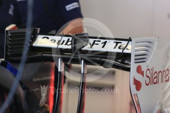 World © Octane Photographic Ltd. Sauber F1 Team C34-Ferrari rear wing. Saturday 5th September 2015, F1 Italian GP Practice 3, Monza, Italy. Digital Ref: 1411LB1D0997