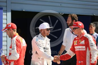 World © Octane Photographic Ltd. Mercedes AMG Petronas F1 W06 Hybrid – Lewis Hamilton (pole), Scuderia Ferrari SF15-T– Kimi Raikkonen (2nd) and Sebastian Vettel (3rd). Saturday 5th September 2015, F1 Italian GP Qualifying, Monza, Italy. Digital Ref: 1412LB5D8917