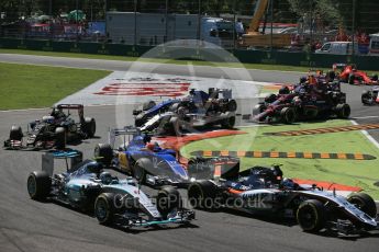 World © Octane Photographic Ltd. Sahara Force India VJM08B – Sergio Perez and Mercedes AMG Petronas F1 W06 Hybrid – Nico Rosberg. Sunday 6th September 2015, F1 Italian GP Race, Monza, Italy. Digital Ref: 1419LB1D2668