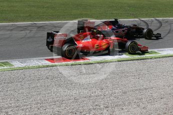 World © Octane Photographic Ltd. Scuderia Toro Rosso STR10 – Max Verstappen and Scuderia Ferrari SF15-T– Kimi Raikkonen. Sunday 6th September 2015, F1 Italian GP Race, Monza, Italy. Digital Ref: 1419LB1D2696