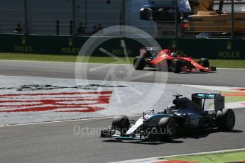 World © Octane Photographic Ltd. Mercedes AMG Petronas F1 W06 Hybrid – Lewis Hamilton and Scuderia Ferrari SF15-T– Sebastian Vettel. Sunday 6th September 2015, F1 Italian GP Race, Monza, Italy. Digital Ref: 1419LB1D2703