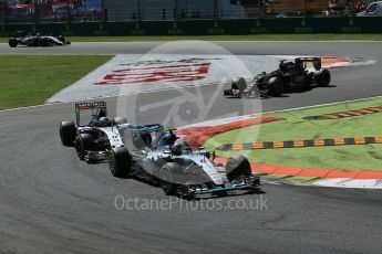 World © Octane Photographic Ltd. Mercedes AMG Petronas F1 W06 Hybrid – Nico Rosberg and Sahara Force India VJM08B – Sergio Perez. Sunday 6th September 2015, F1 Italian GP Race, Monza, Italy. Digital Ref: 1419LB1D2728