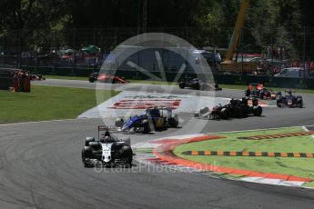 World © Octane Photographic Ltd. Sahara Force India VJM08B – Nico Hulkenberg and Sauber F1 Team C34-Ferrari – Marcus Ericsson. . Sunday 6th September 2015, F1 Italian GP Race, Monza, Italy. Digital Ref: