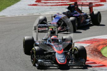 World © Octane Photographic Ltd. McLaren Honda MP4/30 - Jenson Button and Scuderia Toro Rosso STR10 – Carlos Sainz Jnr. Sunday 6th September 2015, F1 Italian GP Race, Monza, Italy. Digital Ref: 1419LB5D9282