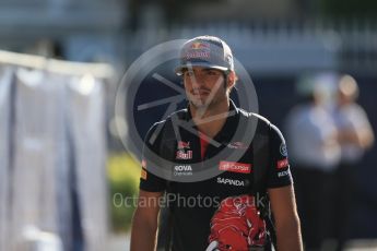 World © Octane Photographic Ltd. Scuderia Toro Rosso STR10 – Carlos Sainz Jnr. Sunday 6th September 2015, F1 Italian GP Paddock, Monza, Italy. Digital Ref: 1417LB1D2045